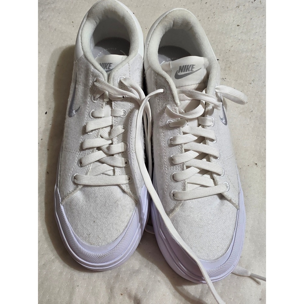 Nike Court Legacy Lift White Metallic Silver Platform Sneakers FZ2606-100 Women9